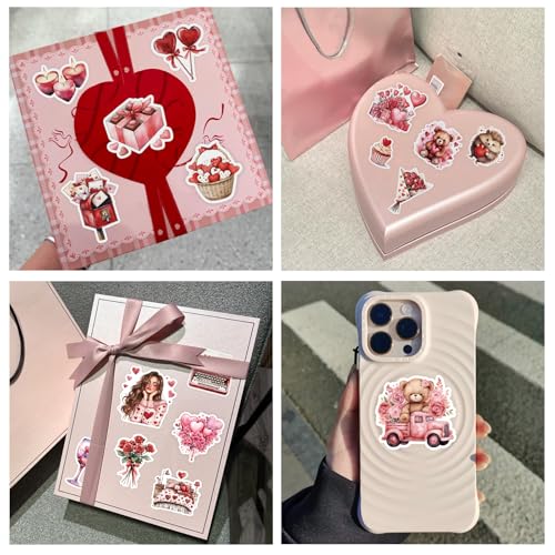 Image of 200 Pcs Valentines Day Heart Stickers for Journals Cards Gift Wrapping Scrapbooks DIY Crafts, Heart Stickers,Pink Red Love Theme Premium Craft Supplies