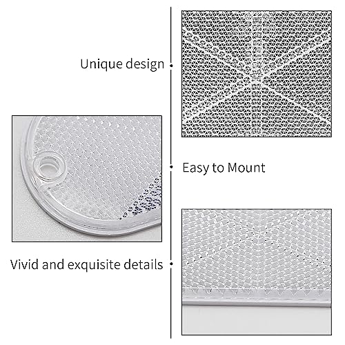 Image of 10 Pack Front Reflector Oval Reflectors 4.45in Oblong Driveway Reflectors for Driveway Fence Gateposts Cars Boats Mailboxes Trailer Security Reflectors with Center Mounting Holes (White)