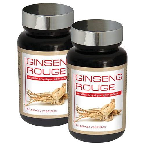 NUTRIEXPERT - Ginseng Rouge - Aide a lutter contre la fatigue et le stress - Soutien des défenses naturelles et vitalité - Stimule le système immunitaire - 100% Extraits Racine de Ginseng - Lot de 2 Cover