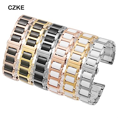 Wscebck para mulheres homem pulseira de cerâmica combinação de aço inoxidável pulseira de relógio 12