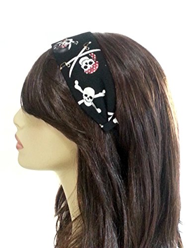 Emilyrose Couture Pirate Skull 'N Bones 2" Headband--Crossbones, Gasparilla, Costume--For Girls, For Teens, For Women #TOP3