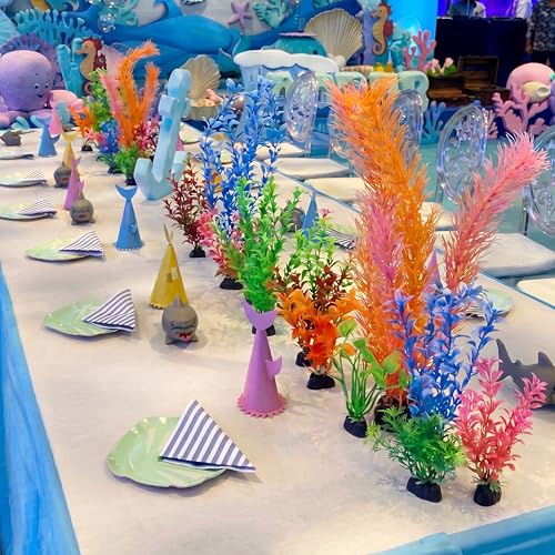 Outus 18 Pcs Under The Sea Party Decorations Ocean Theme Birthday Party Decorations 4 12 14 Artificial Fake Seaweed Plants Table Centerpiece for Summer Underwater Fish Tank Lifelike Decor