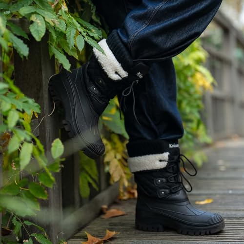 Knixmax Outdoor Winterstiefel Damen Warm Gefütterte Schneestiefel Winterschuhe mit wasserdichtem Obermaterial und rutschfesten Sohlen Geeignet für die Schneesaison im Winter Schwarz EU39