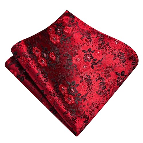 Image of GUSLESON 3.15 inch（8cm） Mens Floral Tie and Lapel Pin Necktie Hankerchief Cufflinks Set for Men