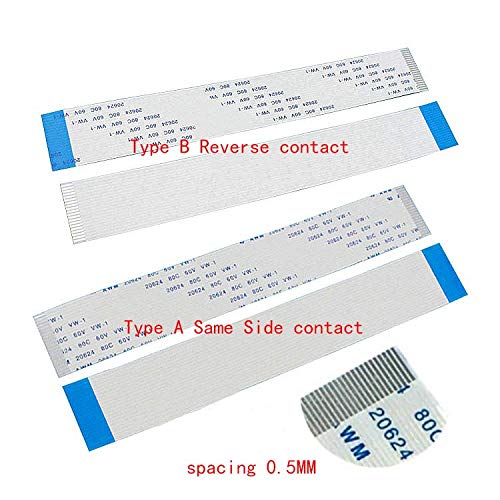 Gimax 100Pcs FPC Flexible Flat Cable FFC 0.5MM 150MM A B type interface 4P 5P 6P 8P 10P 12P 14P 16P 18P 20P 22P 24P-60P 15cm - (Pins: 50P, Insert Type: B Reverse contact)