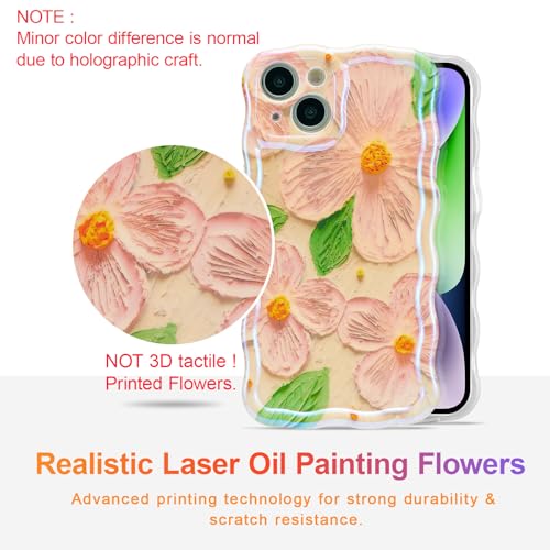 Coque iPhone 14 fleurs rétro EYZUTAK étui TPU rose vert - 2
