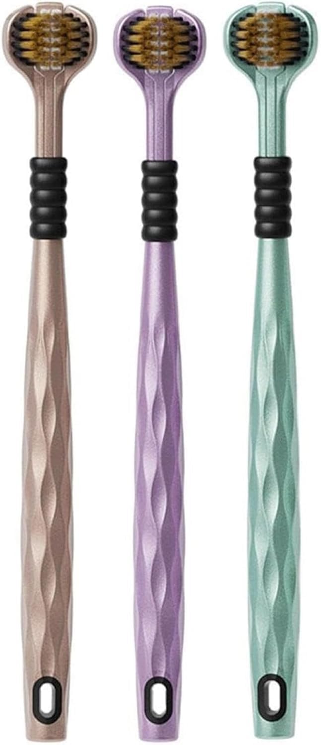Abhaymart Three Sides Soft Silicone Brush Head Toothbrush, 3-Sided Ultra Soft Manual Operation Toothbrush Suitable For Aged 2-12, For Kid,Teen,Adult, Multicolor-Pack Of 3-image-20