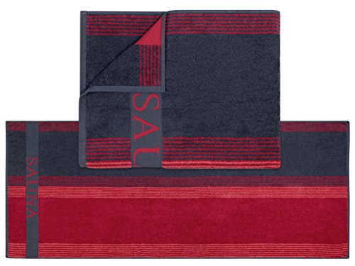 Preisvergleich Produktbild Dyckhoff Doppelpack - Sauna- und Wellnesstuch unterschiedliche Dessins und Farbkombinationen - gewebte Motive - ca. 80 x 200 cm, Sauna rot