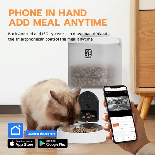 Romiromi Futterautomat Katze,2.4G & 5G WiFi,4.5L,1-10 Mahlzeiten/Tag, 1-15 Tag,Automatischer Futterspender mit Edelstahlnapf,Automatic Cat Feeder – Bild 4