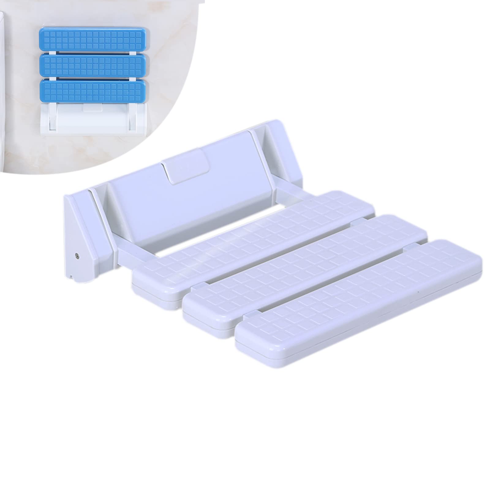 Asiento Ducha Abatible Pared, Taburete Ducha Plegable Montado en la Pared para Mayores, Ancianos, Minusválido, Mujer Embarazada, Silla Ducha Plegable Pared, Banco para Baño, Carga 130 kg(Color:blanco)
