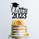 Auteby Glitter Class of 2023 Cake Topper, Congrats Grad Cake Toppers, 2023 High School Graduation, C