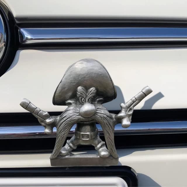 Cowboy Skull Gunslingers Hood Ornament Sculpture for Cars, Vintage 3D Skull Hood Decorative Motorcycle License Plate Decor for Trucks Vehicle (Yosemittee-Sam)