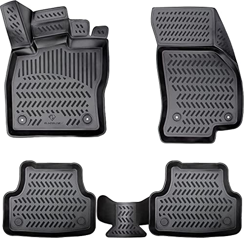Elmasline Set de tapis en caoutchouc design 3D pour Skoda Superb 3 | Année de construction 2015-2023 | Bord extra haut de 5 cm