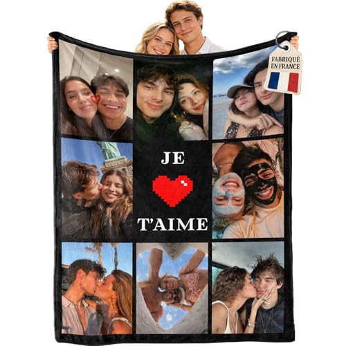 Bemaystar Plaid Personnalisé,Couverture Personnalisée Photo et Texte, Cadeau Personnalisé Femme,Amoureux,Couple,Meilleure Ami, Famille,Copain,Idee Cadeau Noel St Valentin et Anniversaire