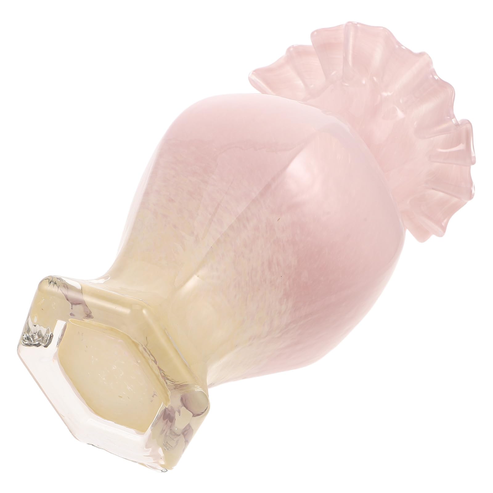 Dekorative Glasvase mit Wellenöffnung, Rosa, für Tischdekoration