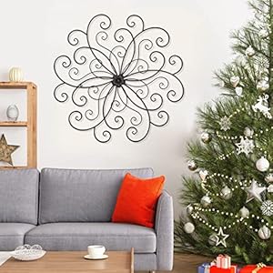 Asense 30 inch metal wall decor flower wall art wall hanging sculpture bronze home decorations for living room bedroom garden indoor outdoor  urban country home decor
