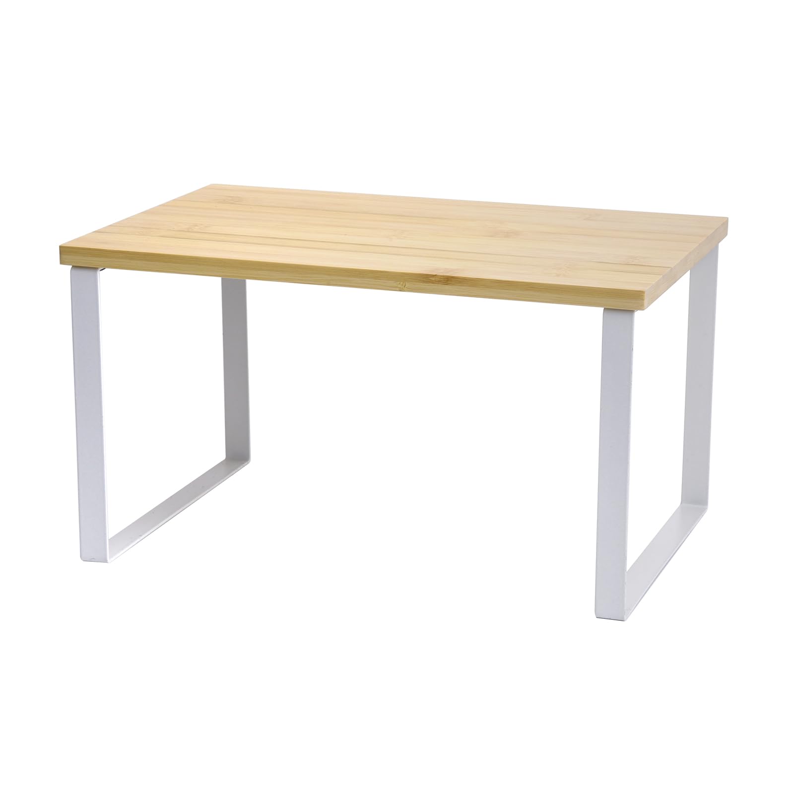 Cabinet Organizer Shelf, Set of 1 Kitchen Counter Shelves, Kitchen Storage, Spice Rack, Pantry Cupboard Storage Organization (White Bamboo)