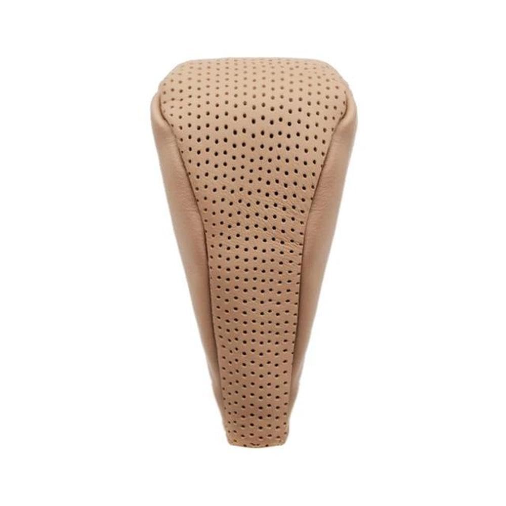 HYASDBWE Car Leather Gear Shift Knob Covers Zipper Handbrake Cover Automatic Transmission Handle Stick Cover Protector Auto Part Gear Shifter Parts(Beige)
