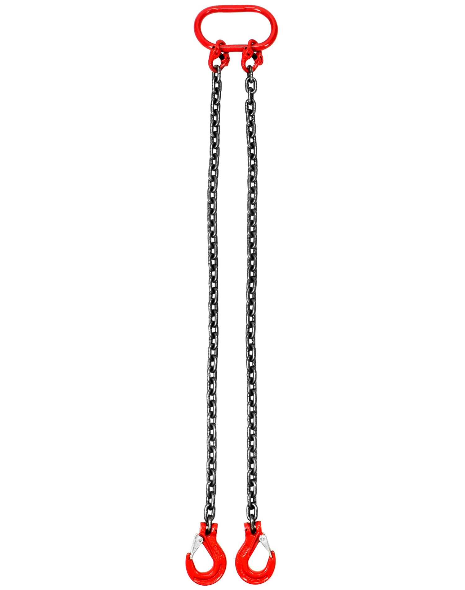 QWORK® 3T Catena di sollevamento - 1 m - 2 fili - Catena in acciaio al manganese G80 (8 mm) - Gancio in acciaio legato ad alta resistenza