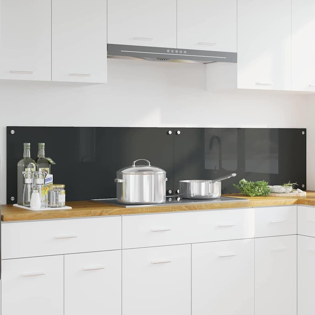 Generisch Küchenrückwand 2 pcs Dunkelgrau 100 x 40 cm Gehärtetes Glas,Heim Garten,Küche Esszimmer,Küchenhelfer -utensilien-3415467