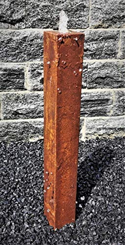 garten-wohnambiente Säulenbrunnen eckig 80/10 cm Cortenstahl Roststahl Säule Wasserspiel ohne Becken