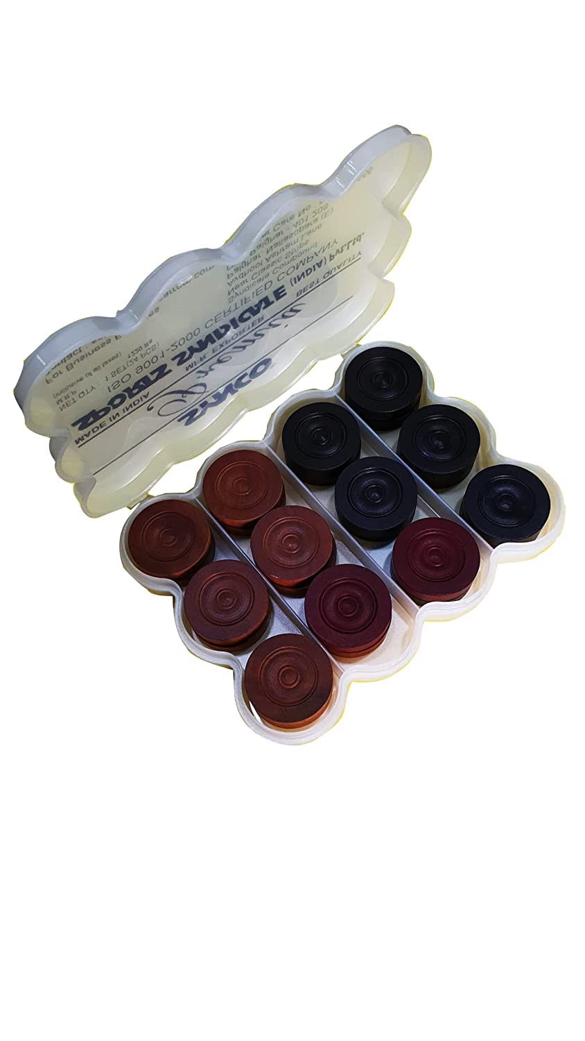 Synco Premia Carrom Board Game Coins Professional Wooden Carrom Coins (PVC Box),for adult