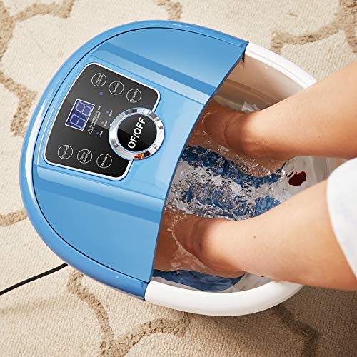 Foot Bath Spa Massager with Heat Bubbles, Heated Foot Spa with Motorized Shiatsu Massage Rollers, Foot Care Pedicure spa Machine with Time & Temperature Control