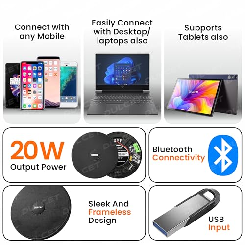 Image of DULCET DC-CS6F-BT Pro Black 6.5 Inch 20W 2 Way Active Bluetooth Ceiling Speaker with Inbuilt Amplifier - Supports Upto 3 Passive Ceiling Speakers