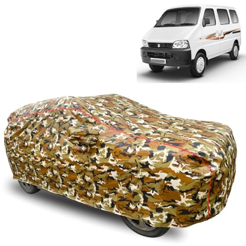 Image of GROOFOO Car Cover Compatible with Maruti Suzuki Eeco | Camouflage, Waterproof, Dustproof, UV Protection | Military Jungle Design | Custom Fit, Triple Stitched | All Weather Body Cover