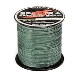 Línea de pesca trenzada de DishyKooker 100% PE plástico resistente a la abrasión líneas trenzadas de alto rendimiento hilo pesca de 20 libras de prueba musgo 500 m de longitud verde negruzco 0,23 mm