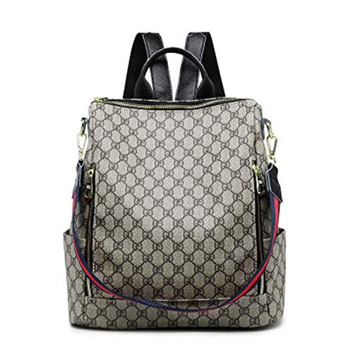 PUS Mochila Femenina de cuero estampado de gran capacidad antirrobo Versión coreana