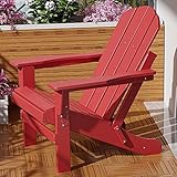 WUTUTUEE Adirondack Chair Folding Adirondack Outdoor Patio Chair Adirondack Weather Resistant Plastic Chair for Outside, Red