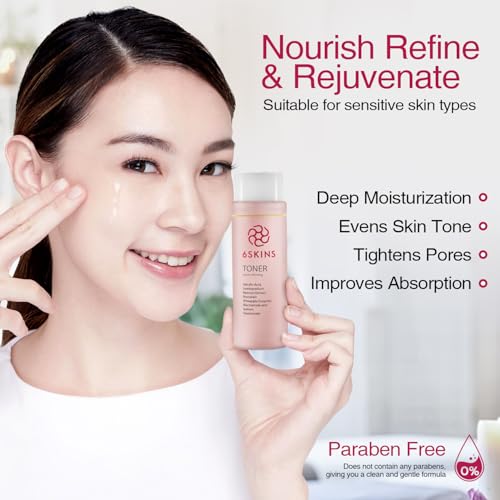 6SKINS® Pore Refining Toner for Face with Salicylic Acid (BHA) & Glycolic Acid (AHA) - Hydrating Korean Skin Care Face Toner for Women - Pore Minimizer for Face, Brightens & Moisturizes Skin - 150 ml