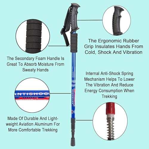 Image of Trekking Poles - Lightweight Collapsible Hiking Poles, Shock-Absorbent Walking Sticks With All Terrain Accessories And Carry Bag (Trekking Poles 1 Pack)