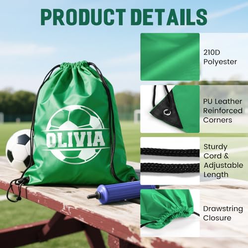 Custom Drawstring Backpacks, Bulk Personalized Drawstring Sports Bags with Soccer Monograms for Gym Beach Climb Trips Party Team Events- 13.4x17Inch,12 Colors4