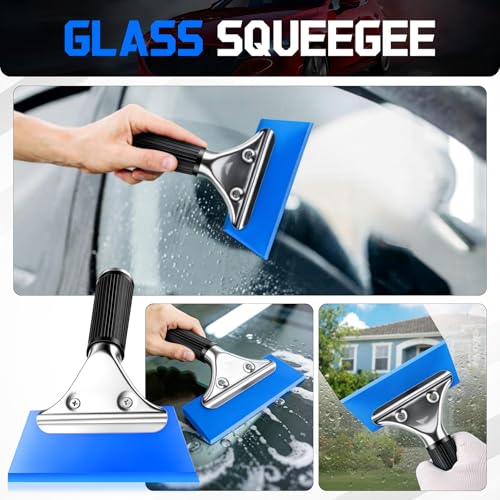 Image of SINGARO Car WindowTint Kit, 9PCS Vehicle Glass Protective Film Wrapping Installation Set, Auto Vinyl Wrap Tinting Tools Included Vinyl Squeegee, Felt Squeegee, Cutter with Replacement Blades