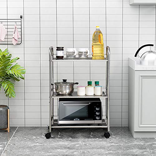 LEMROE Carro con Ruedas, Mueble de Cocina con cajones, estantes de Cocina, Ahorra Espacio, Metal con 3 estantes para Cocina, baño, Oficina (50_x_35_x_75_cm) Cover