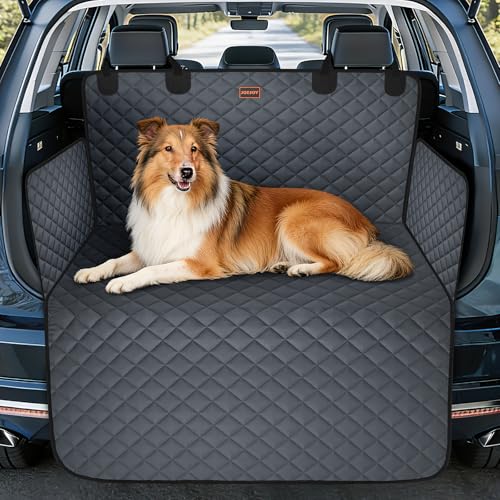 JOEJOY Protection Coffre Voiture Chien avec Protection Latérale, Universel Housse Voiture Chien Imperméable Résistant Aux Rayures, Entretien Facile Gris