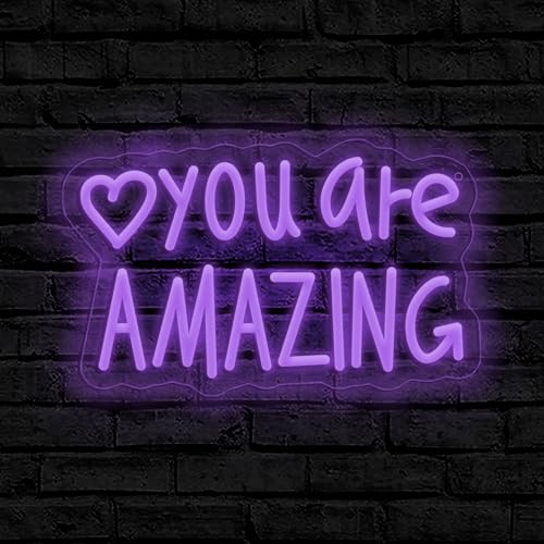 Image of You Are Amazing Neon Sign,Classroom Teen Room Wall decorations | Silicone Light Strips, Acrylic Sheets,USB Interface,Size: 13.6 in* 8.4 in,Wall Decorations in Classrooms and Teengirls' Rooms