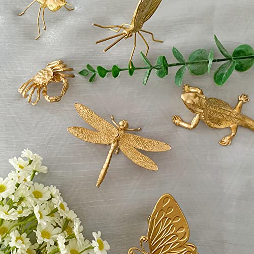Gold Dragonfly Sculpture Solid Metal Insect Ornament Mini Insect Figurine For Home Office Garden Desktop Decor (Dragonfly) #TOP5
