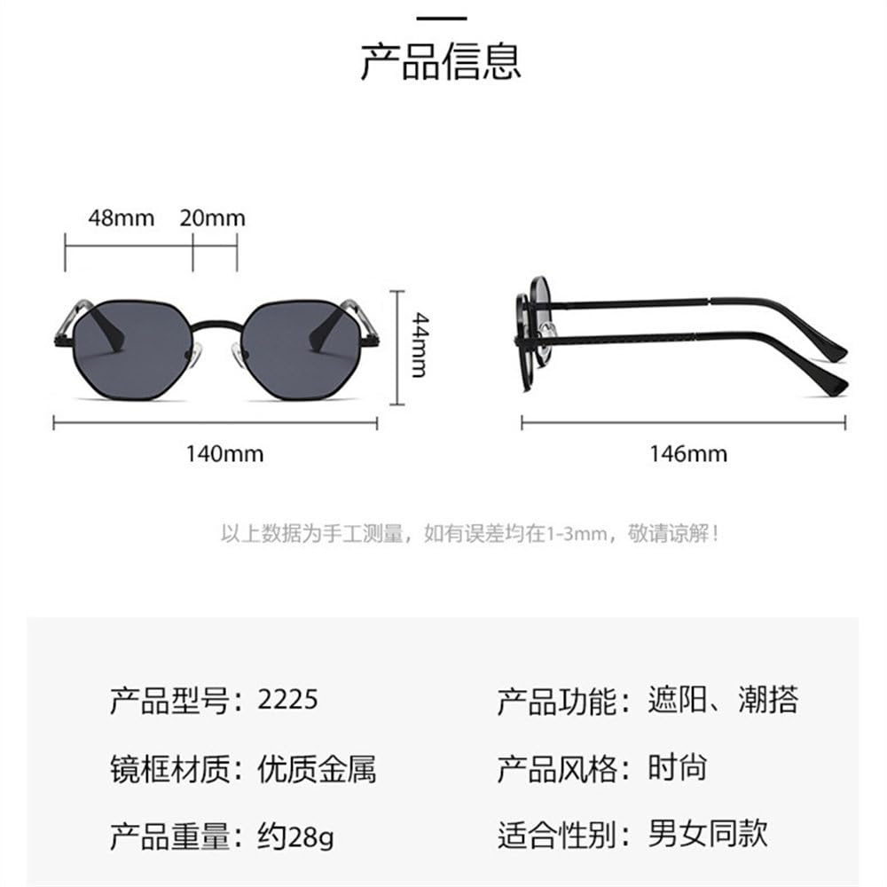Gafas de sol de metal para hombres y mujeres, gafas de sol octogonales de polígono UV400