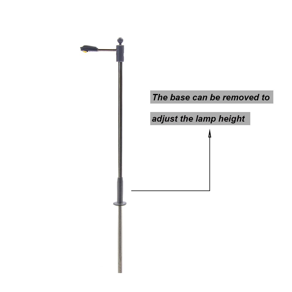 Evemodel 10pz Lampione A Singoli Testa Lampada da Giardino in scala HO Per 1/87 Layout Modello Treni Bianco LED
