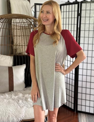 Image of Ekouaer Sleep Shirts for Women Short Sleeve Night Shirts for Sleeping Pullover Nightgown Soft Nightdress S-XXXL
