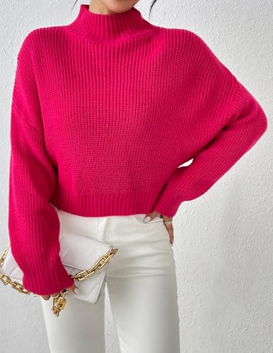 Image of Libsorge Womens Cute Lightweight Turtleneck Ultra Cropped Sweaters Spring 2025 Ribbed Knit Crop Thin Pullover Sweater