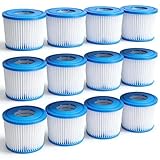 Wiecok VI Filter Pool 12 Stück, Filter VI für Lay-z-Spa, Filterkartuschen VI, Poolfilter Kompatibel mit Bestway 58323E, Kompatibel mit Coleman Saluspa 90427E, PoolFilter Ersetzt die Originalkartusche