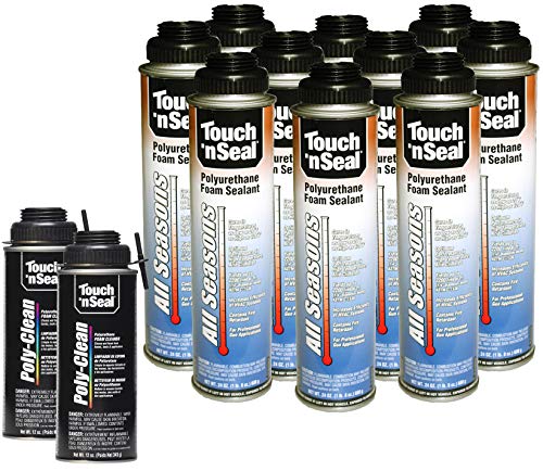 Touch N Seal All Seasons Polyurethane Gun Foam Spray Sealant Kit - 10/24oz Cans, 2/12oz Cans Zero FOC Polyurethane Foam Cleaner Touch N Seal All Seasons Polyurethane Gun Foam Spray Sealant Kit - 10/24oz Cans, 2/12oz Cans Zero FOC Polyurethane Foam Cleaner