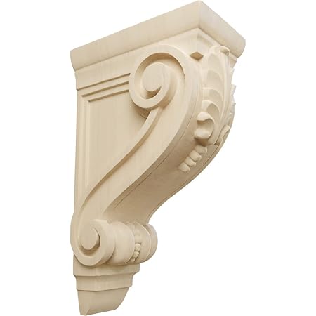 Ekena Millwork COR04X08X13FILW 4 3/4-Inch W x 8-inch D x 13 1/4-Inch H Large Fig Leaf Corbel, Lindenwood
