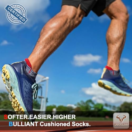 Image of BULLIANT Men Running Ankle Socks 6Pack-Cushioned Support-Low Cut No Show | Fully Terry Sole | Arch Support | Seamless Toe Closure | Moisture-Wicking Breathable Mesh | Reinforced Heel&Toe