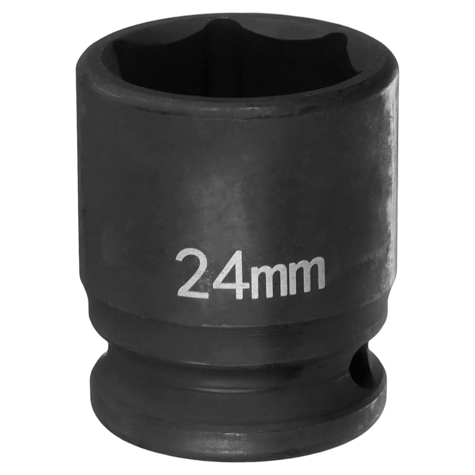 sourcing map 6 Point Impact Socket 24mm Metric Socket 1/2" Square Drive 1.65" (42mm) Long Phosphated Cr-Mo Steel Spindle Axle Hex Nut Sockets, Black