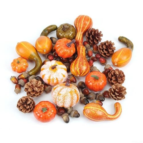 Esenciales de corona de otoño 5086 piezas de mini calabazas decorativas y elementos naturales para arreglos festivos (86 piezas)